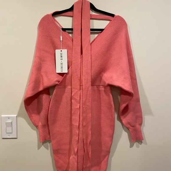 BRAND NEW Saints + Secrets Pink/Rose Knitted Sweater Dress Size L - Picture 2 of 4